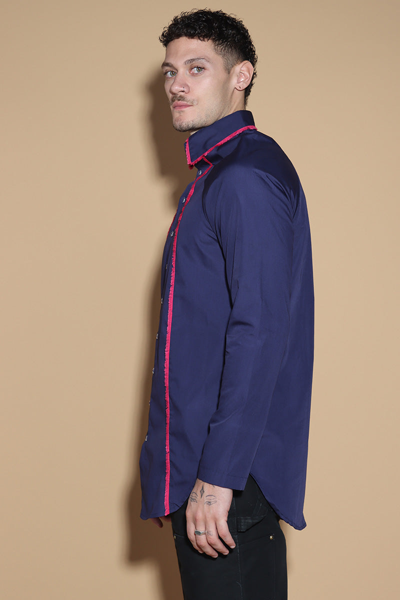 Fray For Me – Marineblaues Hemd
