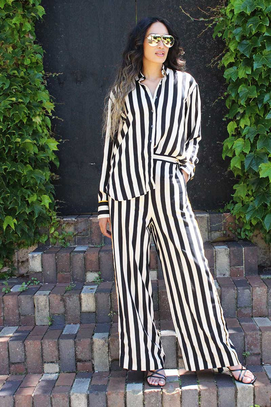 Ringo Stripe Set in Black and Cream
