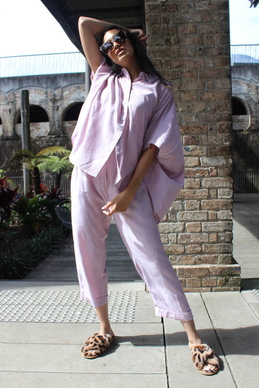 Laal Micro Stripe Set In Red