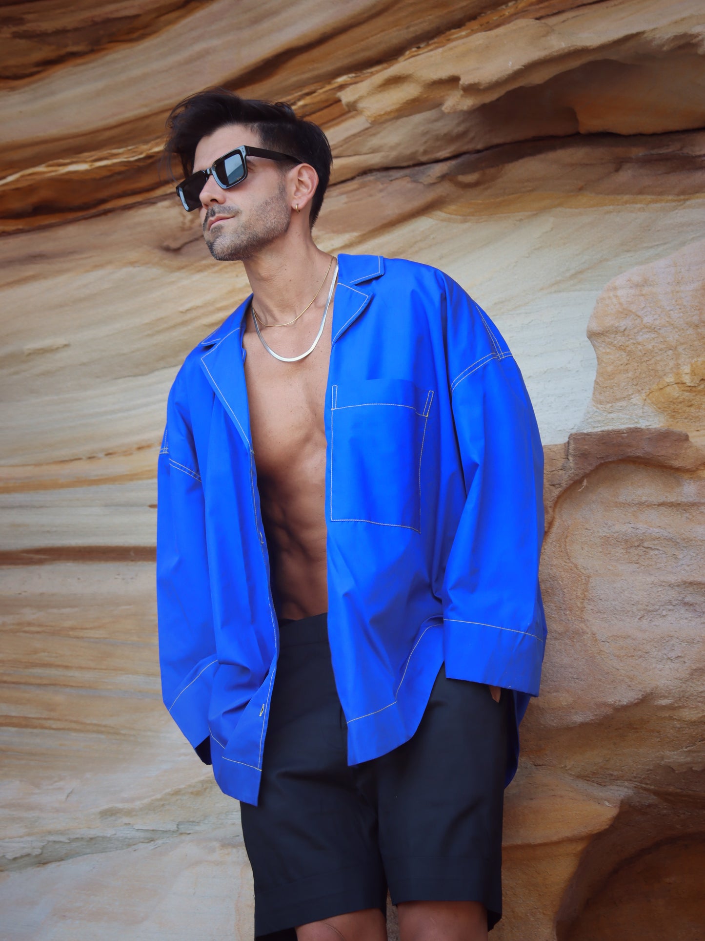 Cobalt Charm Cotton Shirt in Blue