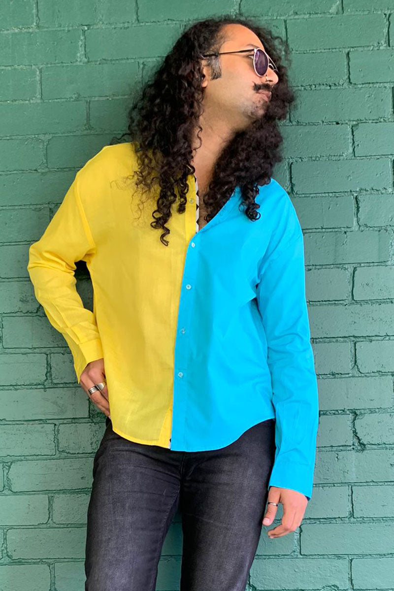 Cyrus Shirt In Aqua and Yellow