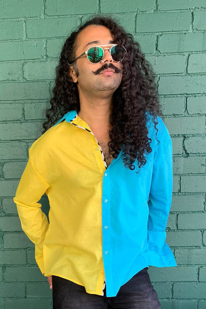 Cyrus Shirt In Aqua and Yellow