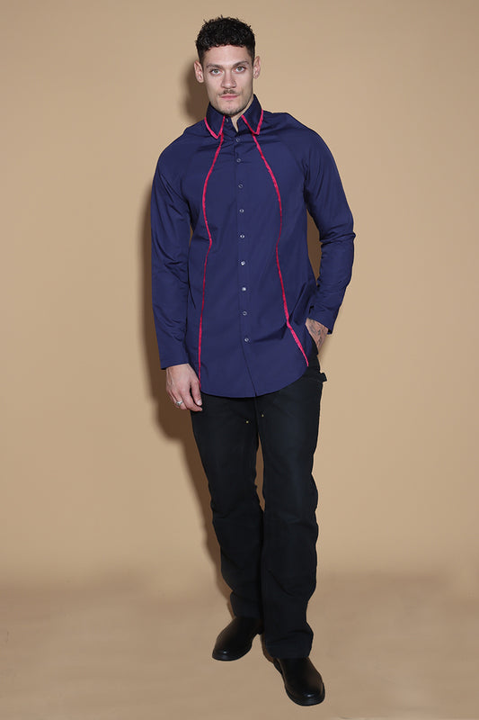 Get out of the Fringes and into the spotlight this season with this shirt exuding the confidence and charm. The raglan sleeved panelled shirt has a shirt collar and front button closure with button up sleeves without a cuff keeping it relaxed.  The shirt is accented with a statement fringe around the collar and seams giving you a taller and leaner look. Giving you a little something extra, the shirt takes you from desk to dinner without much effort.