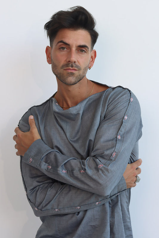 Be Cowl Shirt in Grey