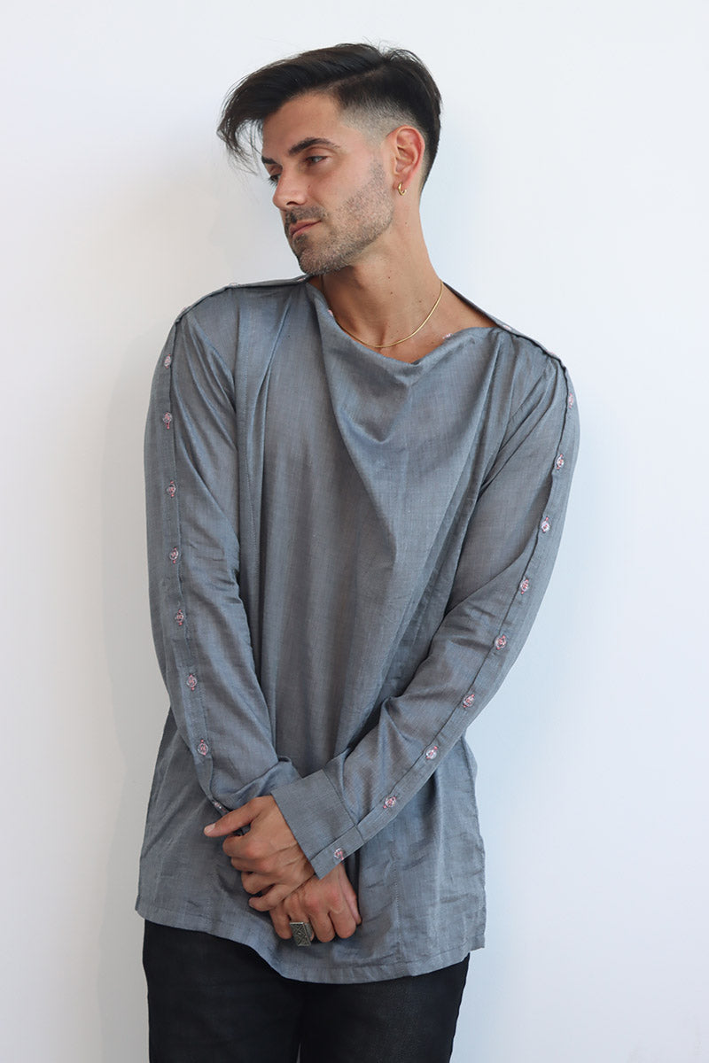 Be Cowl Shirt in Grey
