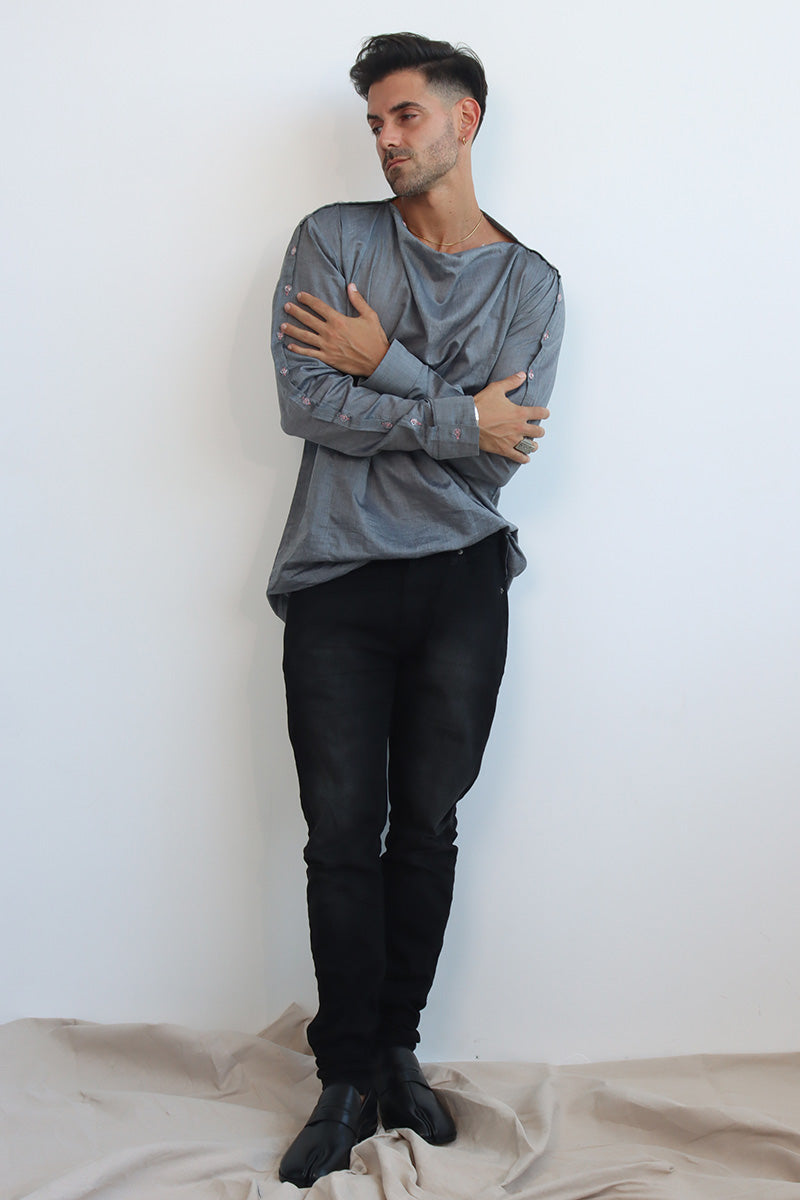 Be Cowl Shirt in Grey
