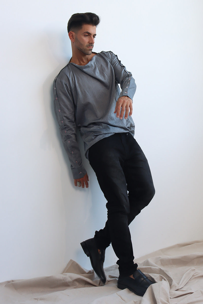 Be Cowl Shirt in Grey