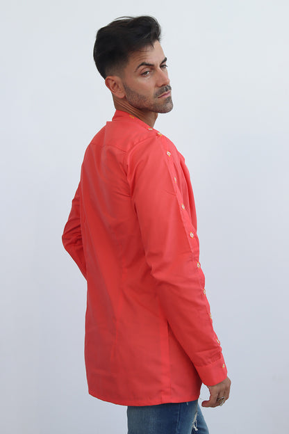 Cold-Shoulder-Shirt in Koralle