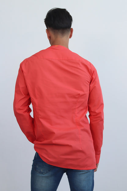 Cold-Shoulder-Shirt in Koralle