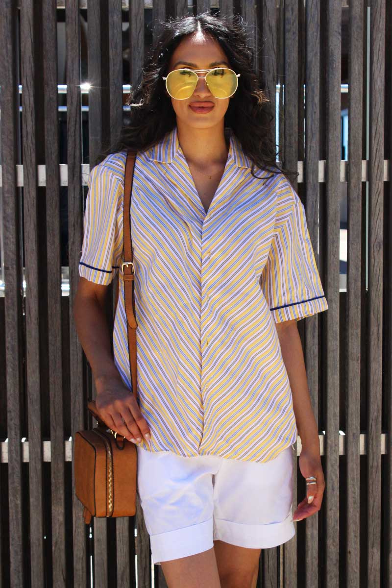 Alex Striped Shirt in Yellow