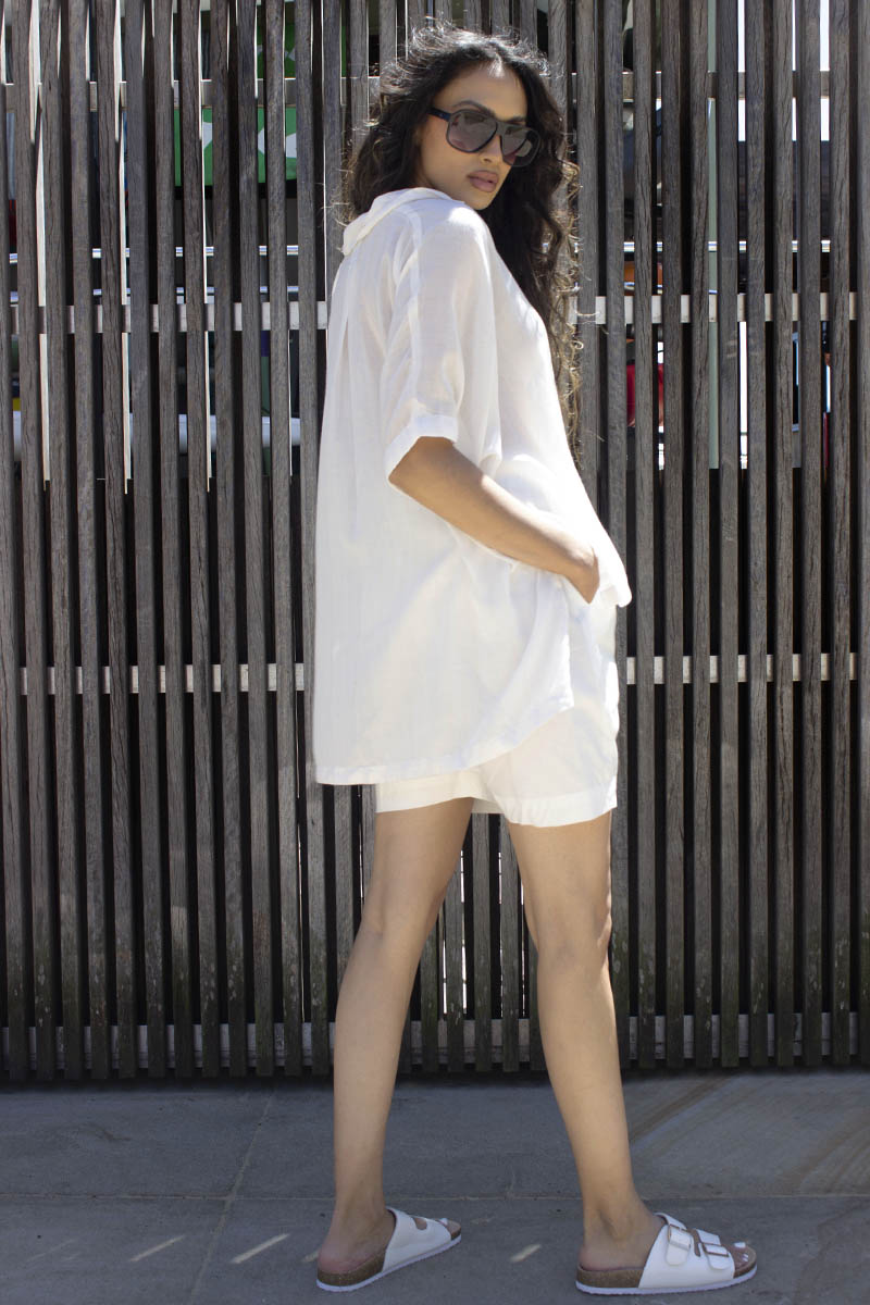 Feather Cotton Shirt In White