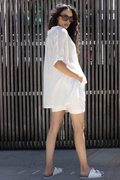 Feather Cotton Shirt In White