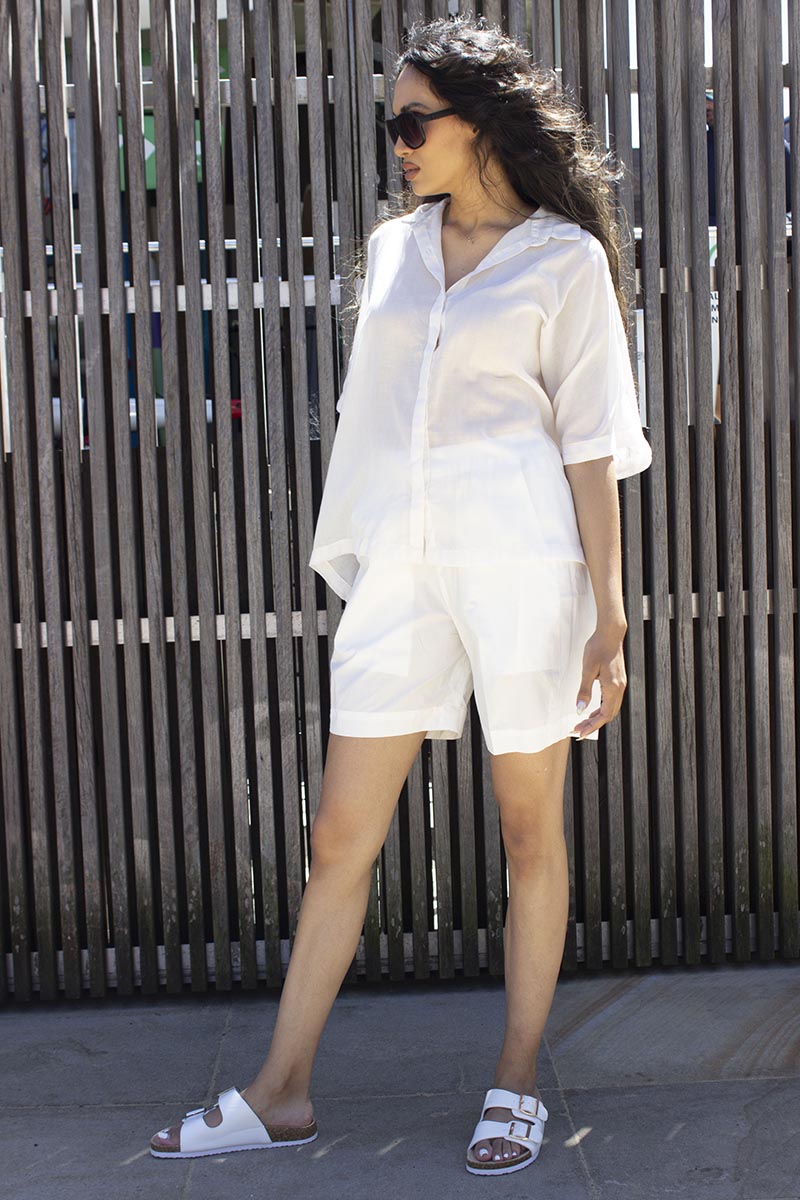 Feather Cotton Shirt In White