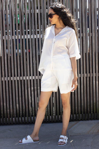 Feather Cotton Shirt In White