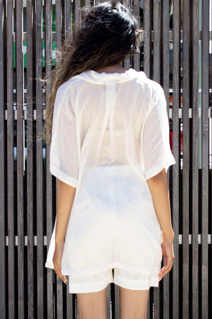 Feather Cotton Shirt In White