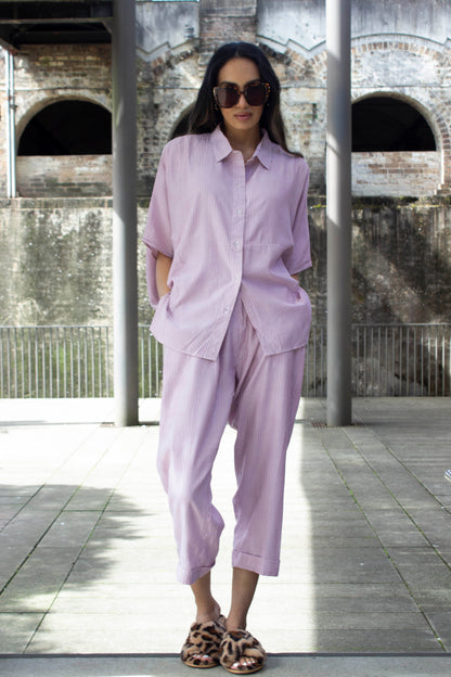 Laal Micro Stripe Set In Red