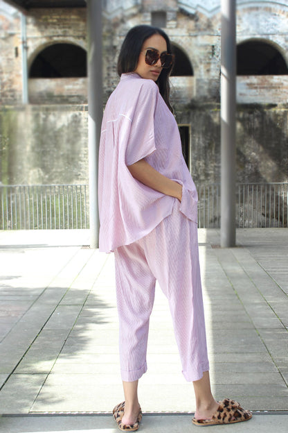 Laal Micro Stripe Set In Red