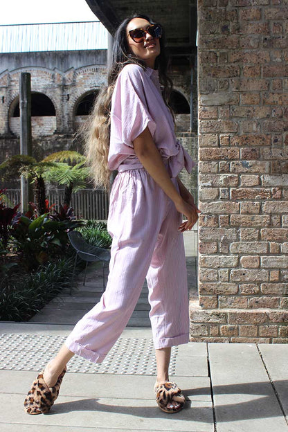 Laal Micro Stripe Set In Red